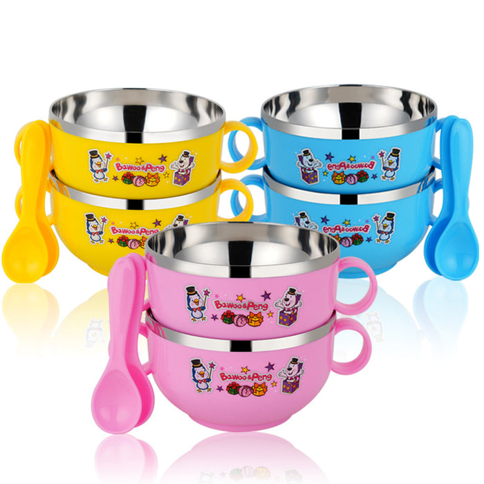 304 Stainless Steel Cartoon Meal Bowl with spoon