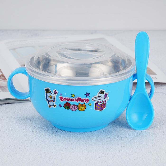 304 Stainless Steel Cartoon Meal Bowl with spoon