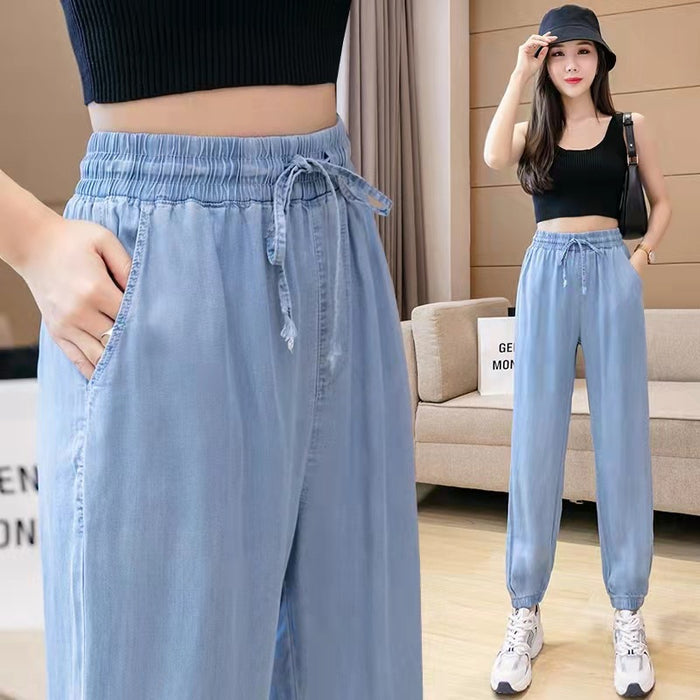 Denim Tapered Leg Pants