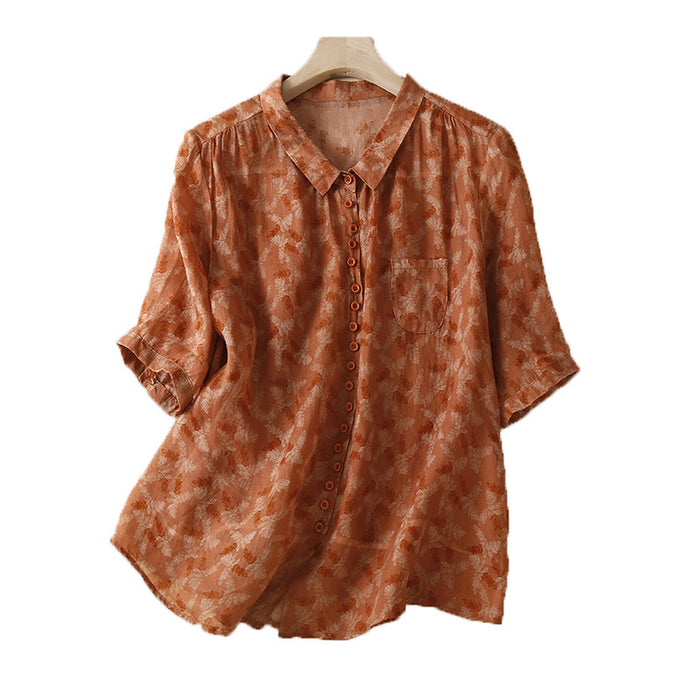 Floral Mid -sleeve Women's Shirt