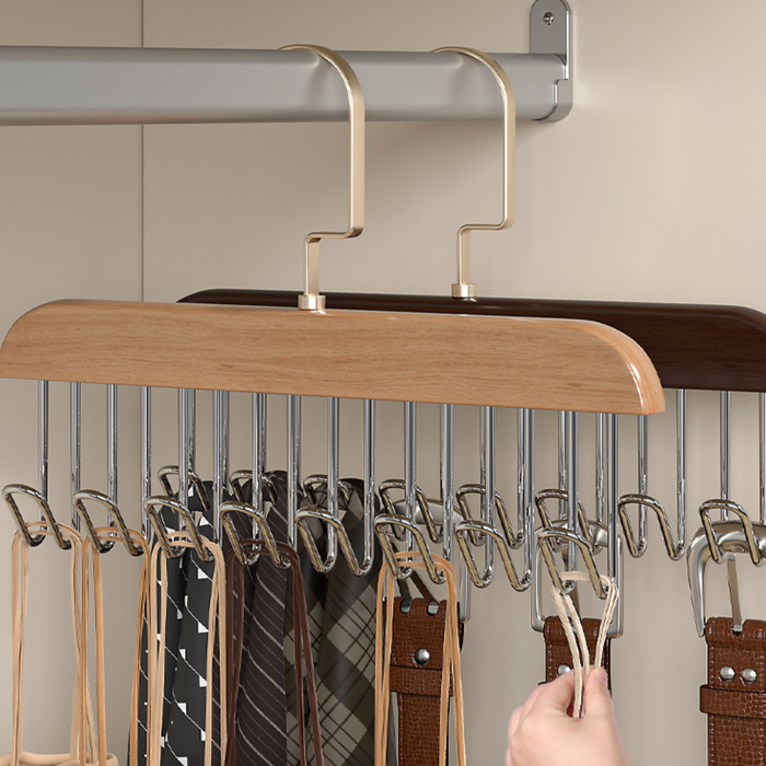 8-Hook Anti-slip Multi-Functional Solid Wood Storage Hanger