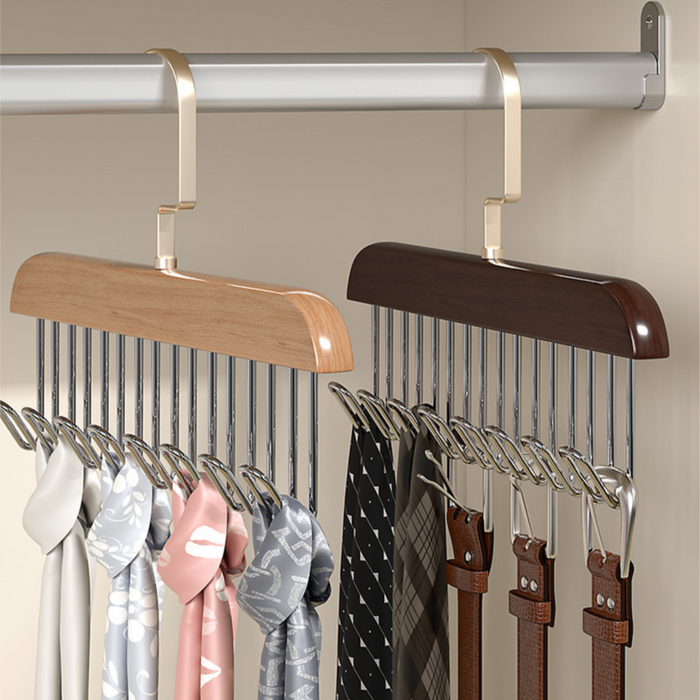 8-Hook Anti-slip Multi-Functional Solid Wood Storage Hanger