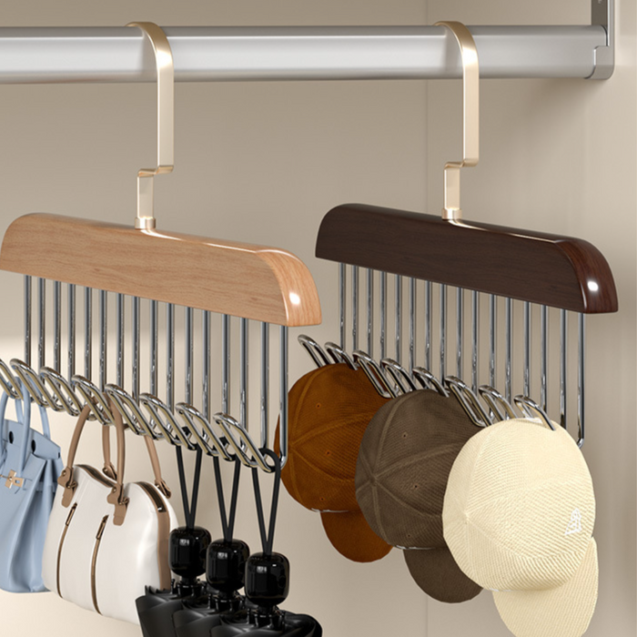 8-Hook Anti-slip Multi-Functional Solid Wood Storage Hanger