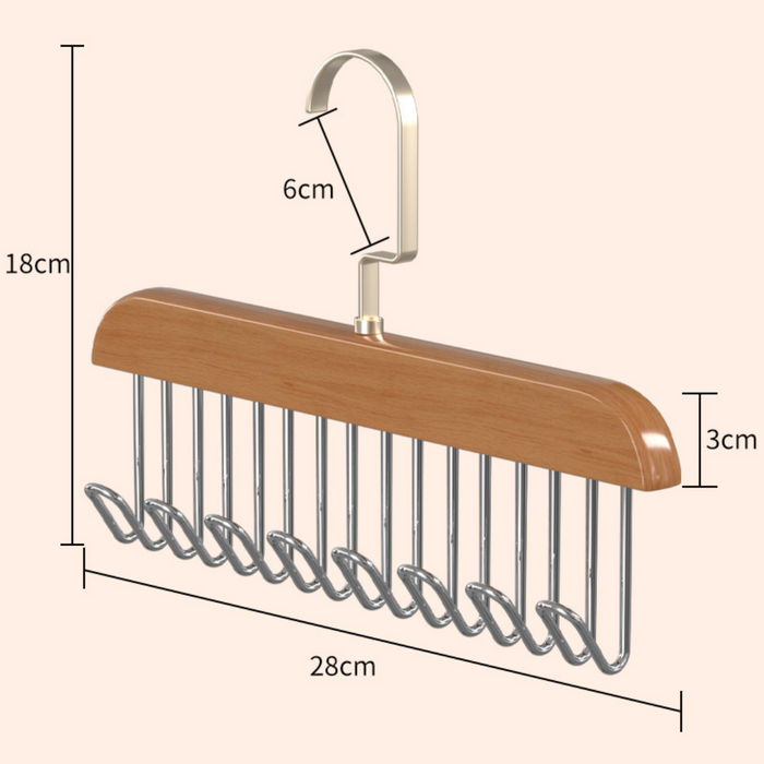 8-Hook Anti-slip Multi-Functional Solid Wood Storage Hanger