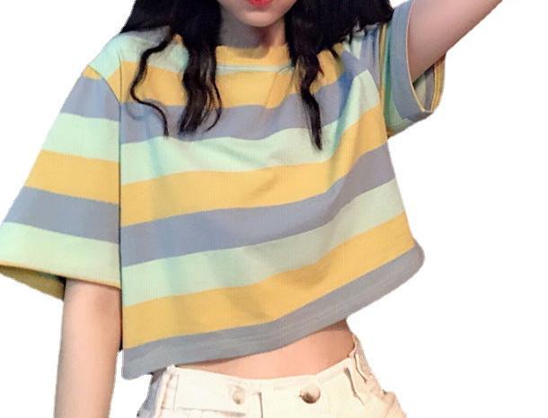 Short T-shirt with Rainbow Stripes